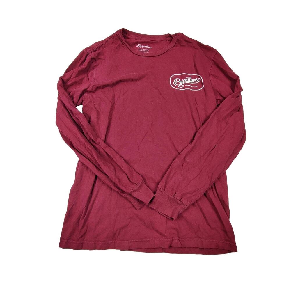 Primitive Shirt Mens Small Red Long Sleeve Logo Graphic Tee Casual Streetwear